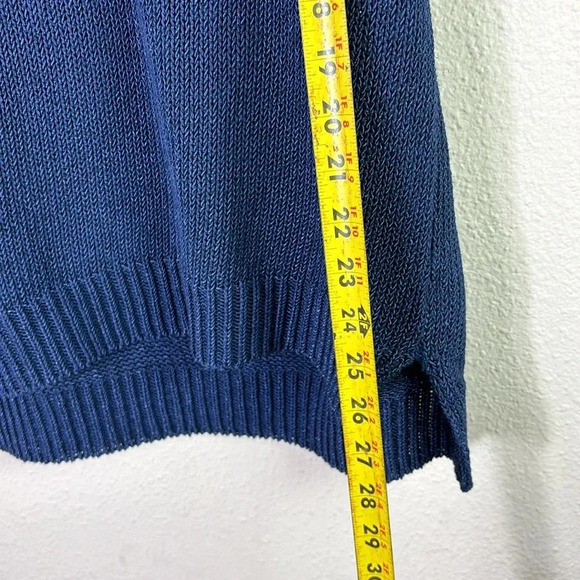 J. McLaughlin Alto Sleeveless Havana Yarn Sweater Vest Navy Blue Size Large - Picture 9 of 11